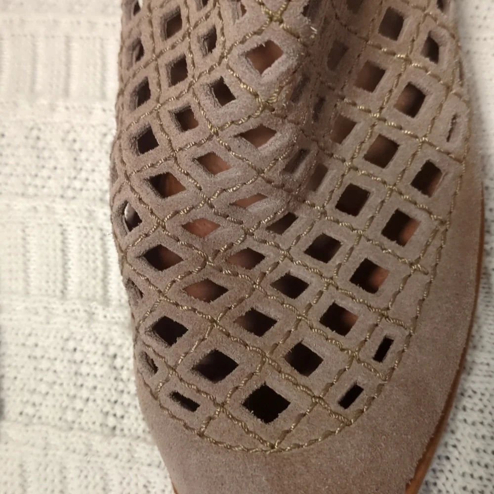 Jeffrey Campbell Taggart Suede Cutout Booties Wooden Block Heel